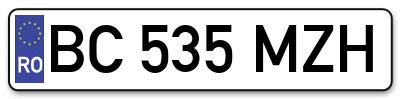 Placuta inmatriculare numar auto  BC-535-MZH, BC 535 MZH, BC535MZH