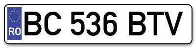Placuta inmatriculare numar auto  BC-536-BTV, BC 536 BTV, BC536BTV