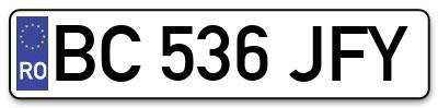 Placuta inmatriculare numar auto  BC-536-JFY, BC 536 JFY, BC536JFY