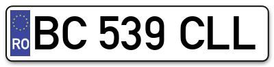 Placuta inmatriculare numar auto  BC-539-CLL, BC 539 CLL, BC539CLL