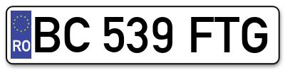 Placuta inmatriculare numar auto  BC-539-FTG, BC 539 FTG, BC539FTG