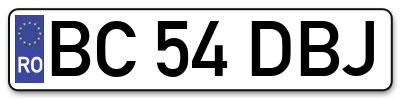 Placuta inmatriculare numar auto  BC-54-DBJ, BC 54 DBJ, BC54DBJ