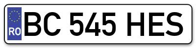 Placuta inmatriculare numar auto  BC-545-HES, BC 545 HES, BC545HES