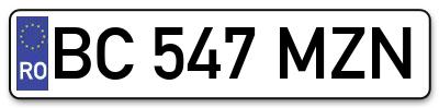 Placuta inmatriculare numar auto  BC-547-MZN, BC 547 MZN, BC547MZN