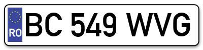 Placuta inmatriculare numar auto  BC-549-WVG, BC 549 WVG, BC549WVG