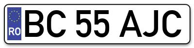 Placuta inmatriculare numar auto  BC-55-AJC, BC 55 AJC, BC55AJC