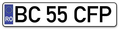 Placuta inmatriculare numar auto  BC-55-CFP, BC 55 CFP, BC55CFP