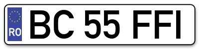 Placuta inmatriculare numar auto  BC-55-FFI, BC 55 FFI, BC55FFI