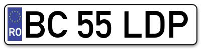 Placuta inmatriculare numar auto  BC-55-LDP, BC 55 LDP, BC55LDP