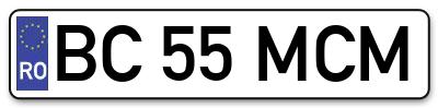 Placuta inmatriculare numar auto  BC-55-MCM, BC 55 MCM, BC55MCM