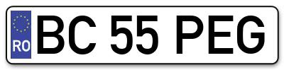 Placuta inmatriculare numar auto  BC-55-PEG, BC 55 PEG, BC55PEG