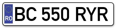 Placuta inmatriculare numar auto  BC-550-RYR, BC 550 RYR, BC550RYR