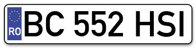 Placuta inmatriculare numar auto  BC-552-HSI, BC 552 HSI, BC552HSI