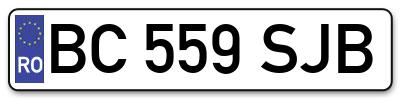 Placuta inmatriculare numar auto  BC-559-SJB, BC 559 SJB, BC559SJB