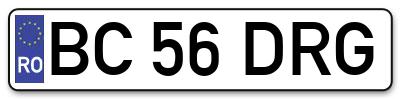 Placuta inmatriculare numar auto  BC-56-DRG, BC 56 DRG, BC56DRG