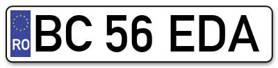 Placuta inmatriculare numar auto  BC-56-EDA, BC 56 EDA, BC56EDA