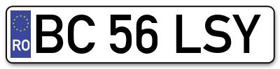Placuta inmatriculare numar auto  BC-56-LSY, BC 56 LSY, BC56LSY