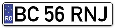 Placuta inmatriculare numar auto  BC-56-RNJ, BC 56 RNJ, BC56RNJ