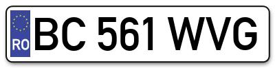 Placuta inmatriculare numar auto  BC-561-WVG, BC 561 WVG, BC561WVG