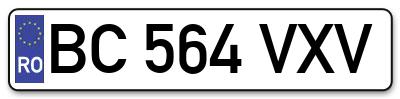 Placuta inmatriculare numar auto  BC-564-VXV, BC 564 VXV, BC564VXV