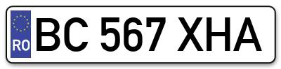 Placuta inmatriculare numar auto  BC-567-XHA, BC 567 XHA, BC567XHA