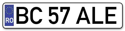 Placuta inmatriculare numar auto  BC-57-ALE, BC 57 ALE, BC57ALE