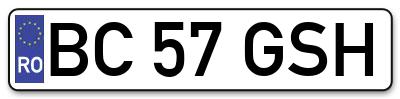Placuta inmatriculare numar auto  BC-57-GSH, BC 57 GSH, BC57GSH