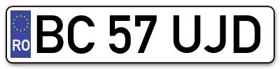 Placuta inmatriculare numar auto  BC-57-UJD, BC 57 UJD, BC57UJD