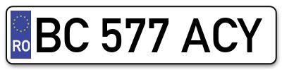 Placuta inmatriculare numar auto  BC-577-ACY, BC 577 ACY, BC577ACY