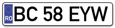 Placuta inmatriculare numar auto  BC-58-EYW, BC 58 EYW, BC58EYW