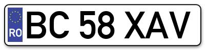 Placuta inmatriculare numar auto  BC-58-XAV, BC 58 XAV, BC58XAV