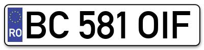 Placuta inmatriculare numar auto  BC-581-OIF, BC 581 OIF, BC581OIF