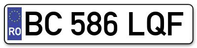 Placuta inmatriculare numar auto  BC-586-LQF, BC 586 LQF, BC586LQF