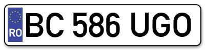 Placuta inmatriculare numar auto  BC-586-UGO, BC 586 UGO, BC586UGO