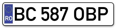 Placuta inmatriculare numar auto  BC-587-OBP, BC 587 OBP, BC587OBP