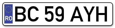 Placuta inmatriculare numar auto  BC-59-AYH, BC 59 AYH, BC59AYH