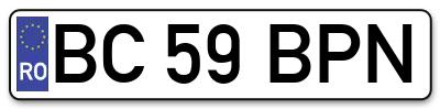 Placuta inmatriculare numar auto  BC-59-BPN, BC 59 BPN, BC59BPN