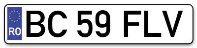 Placuta inmatriculare numar auto  BC-59-FLV, BC 59 FLV, BC59FLV