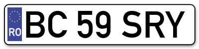 Placuta inmatriculare numar auto  BC-59-SRY, BC 59 SRY, BC59SRY