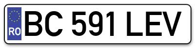 Placuta inmatriculare numar auto  BC-591-LEV, BC 591 LEV, BC591LEV