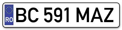 Placuta inmatriculare numar auto  BC-591-MAZ, BC 591 MAZ, BC591MAZ