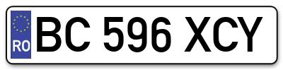Placuta inmatriculare numar auto  BC-596-XCY, BC 596 XCY, BC596XCY