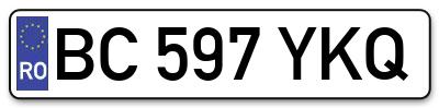Placuta inmatriculare numar auto  BC-597-YKQ, BC 597 YKQ, BC597YKQ