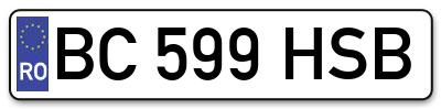 Placuta inmatriculare numar auto  BC-599-HSB, BC 599 HSB, BC599HSB