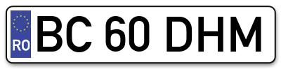 Placuta inmatriculare numar auto  BC-60-DHM, BC 60 DHM, BC60DHM