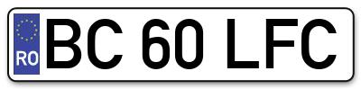 Placuta inmatriculare numar auto  BC-60-LFC, BC 60 LFC, BC60LFC