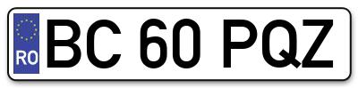 Placuta inmatriculare numar auto  BC-60-PQZ, BC 60 PQZ, BC60PQZ
