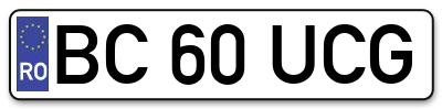 Placuta inmatriculare numar auto  BC-60-UCG, BC 60 UCG, BC60UCG