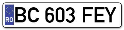 Placuta inmatriculare numar auto  BC-603-FEY, BC 603 FEY, BC603FEY