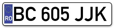 Placuta inmatriculare numar auto  BC-605-JJK, BC 605 JJK, BC605JJK